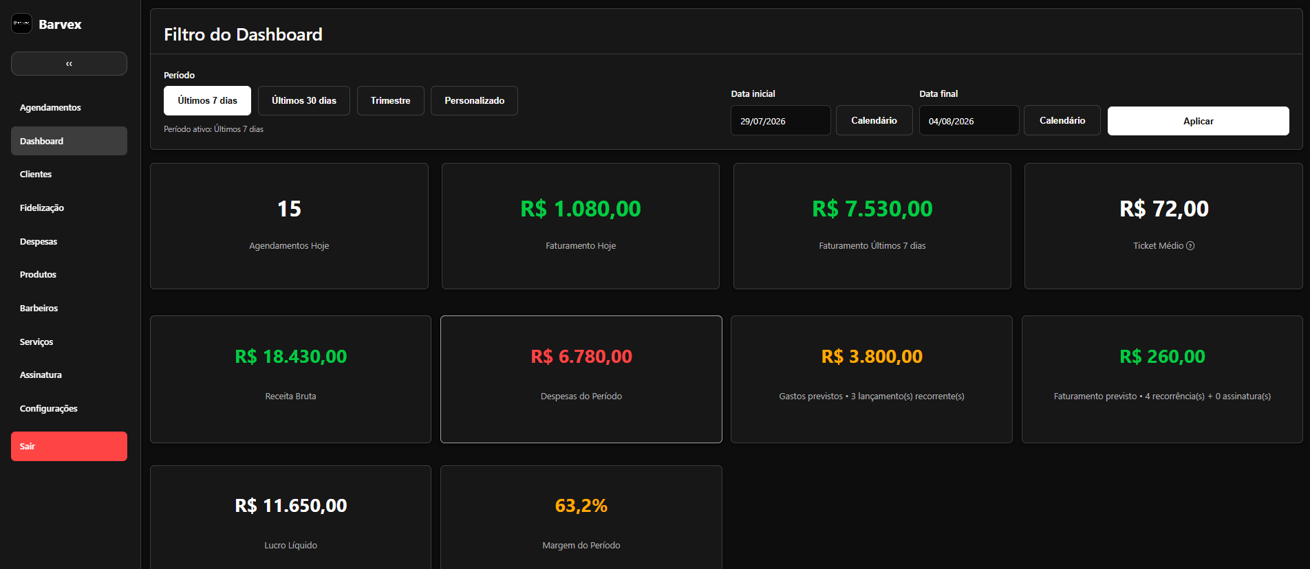 Print real do dashboard do Barvex