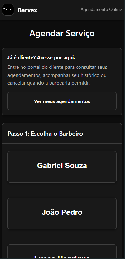 Print real do início do agendamento online no celular
